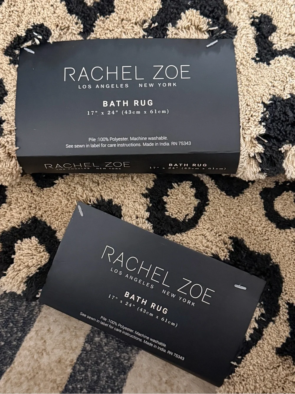 Rachel Zoe Leopard Print Bath Rugs - Tan and Black (Set of 2) 17x24